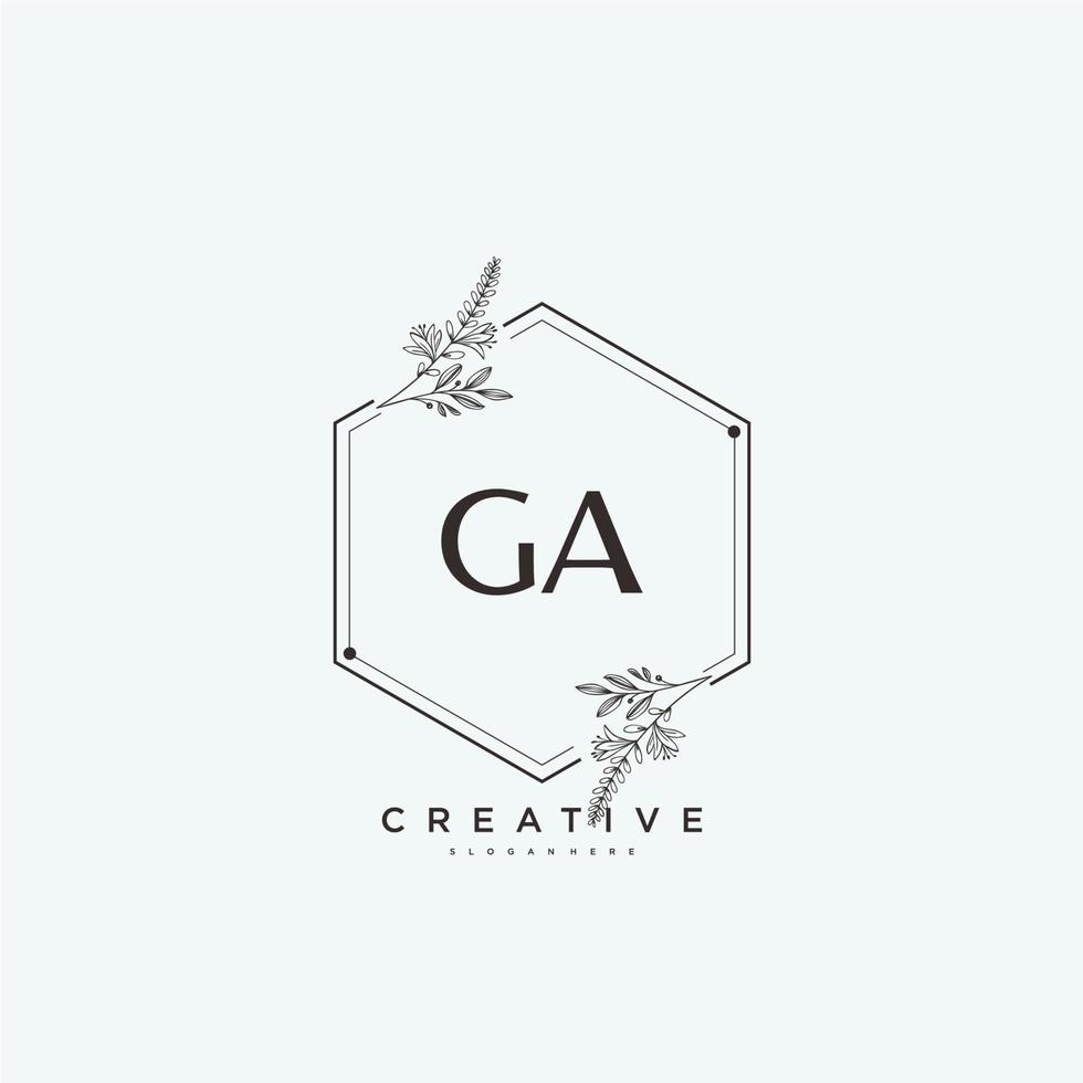 ga beauty vector art du logo initial, logo manuscrit de la signature initiale, mariage, mode, bijoux, boutique, floral et botanique avec modèle créatif pour toute entreprise ou entreprise.