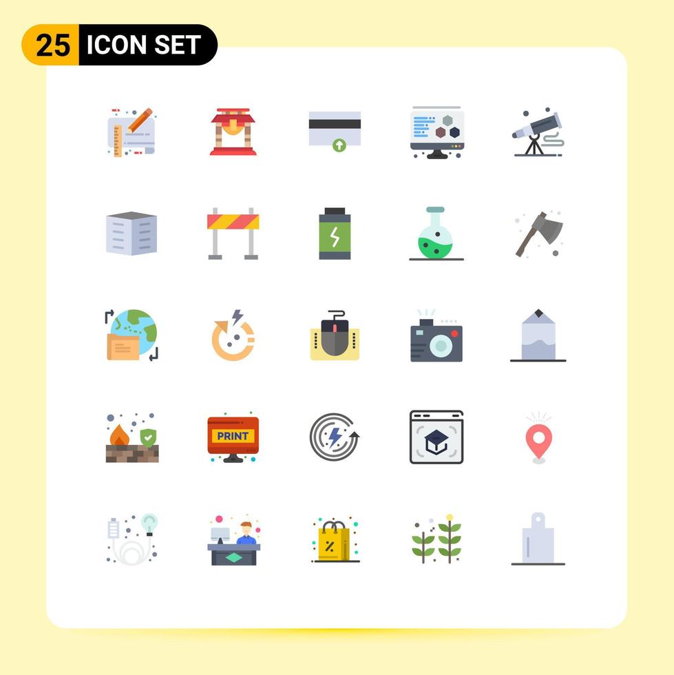 25 concept de couleur plate pour sites Web mobiles et applications télescope jumelles ordinateur chinois éléments de conception vectoriels modifiables vecteur