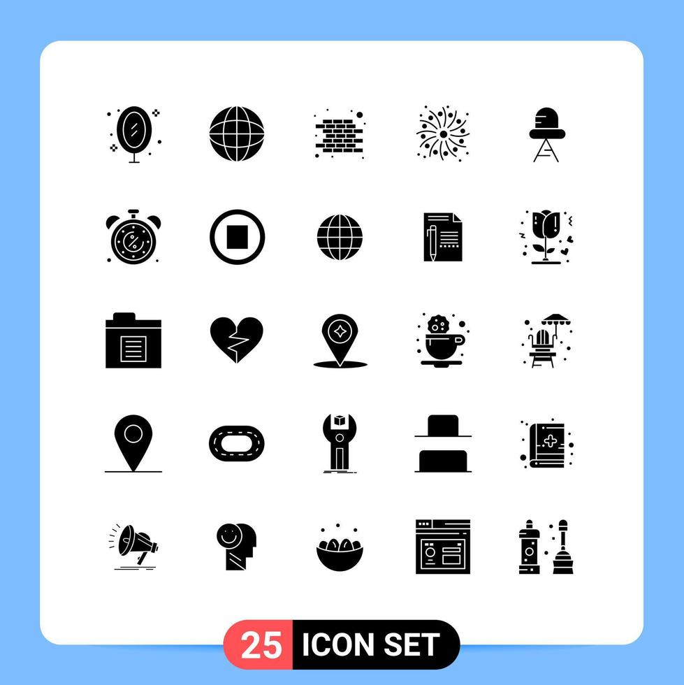 ensemble de 25 glyphes solides universels pour les applications web et mobiles vecteur