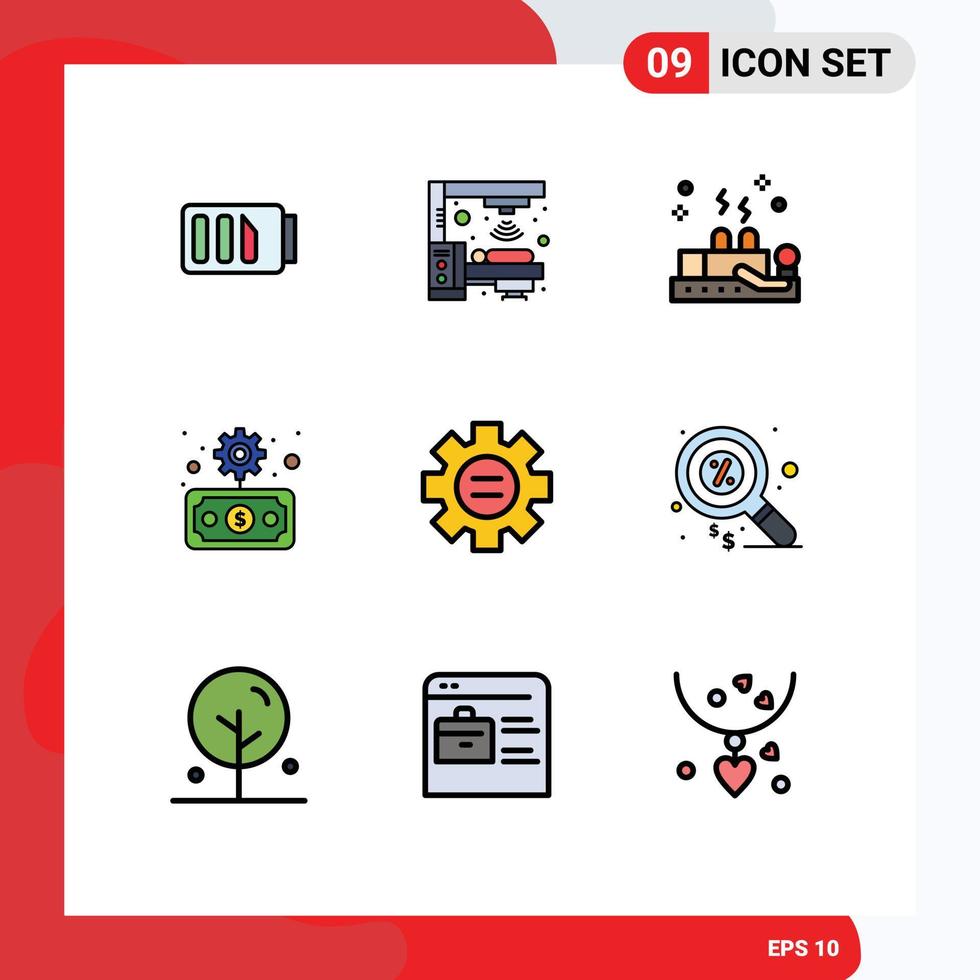symboles d'icônes universels groupe de 9 couleurs plates modernes de l'éducation transfert ventouses finance entreprise éléments de conception vectoriels modifiables vecteur
