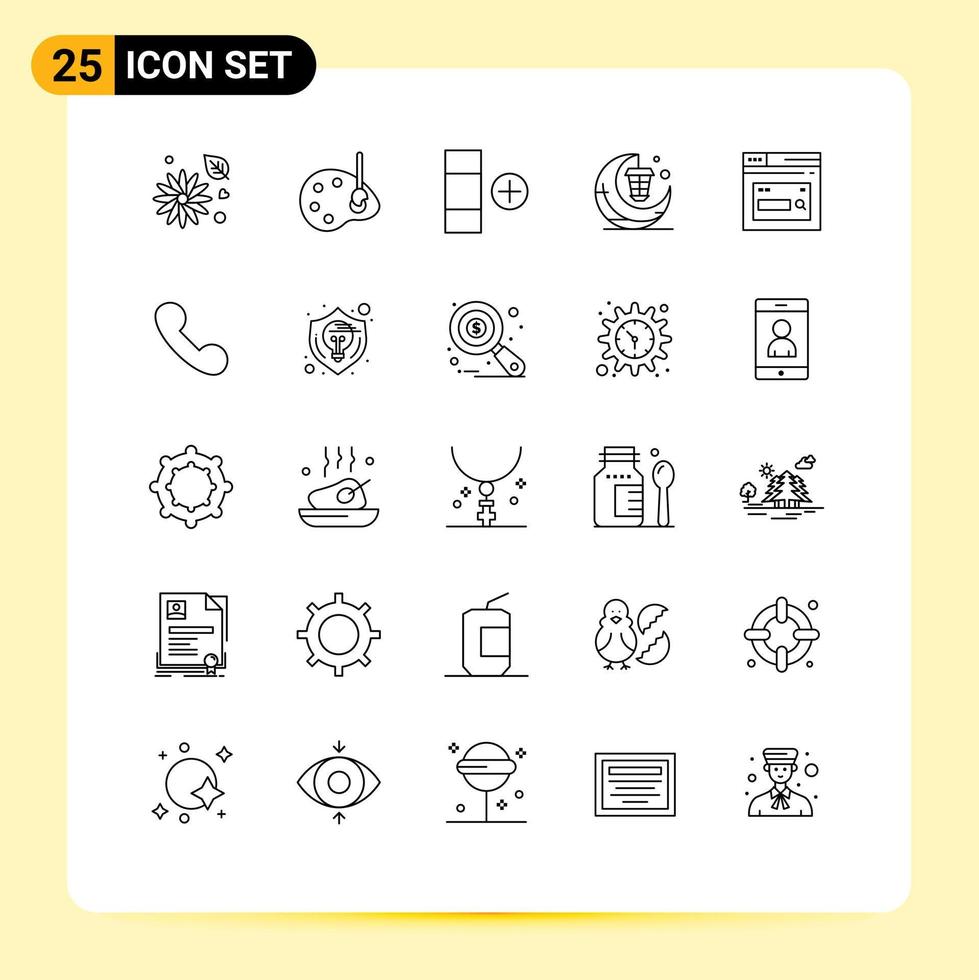 interface utilisateur pack de 25 lignes de base d'éléments de conception vectoriels modifiables au clair de lune vecteur