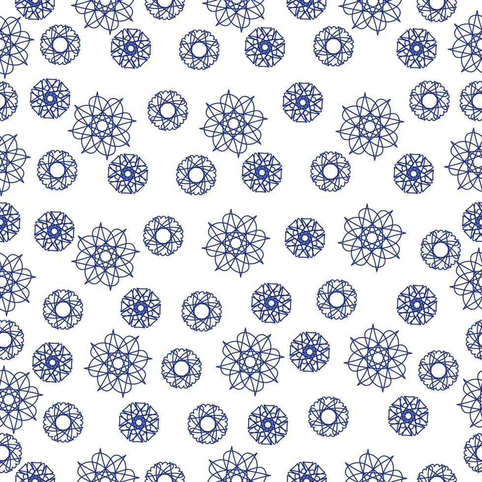modèle sans couture de mandalas ornés en bleu sur fond blanc, boucles ornées pour la conception vecteur