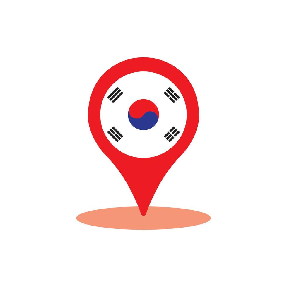 logo du drapeau coréen en forme de carte, symbole d'illustration vectorielle vecteur