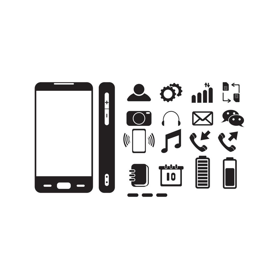 illustration vectorielle de jeu d'icônes de symbole de smartphone vecteur