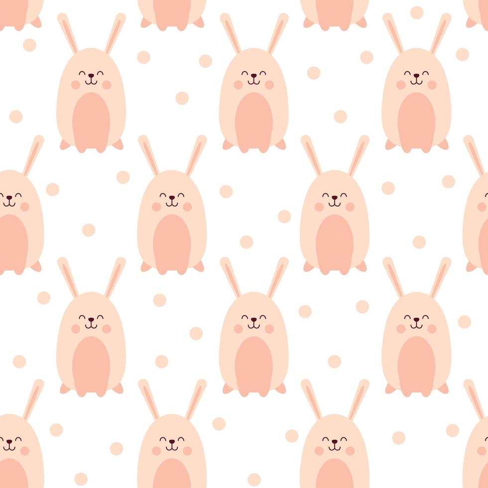 modèle avec un lapin mignon sur un fond blanc avec des cercles vecteur