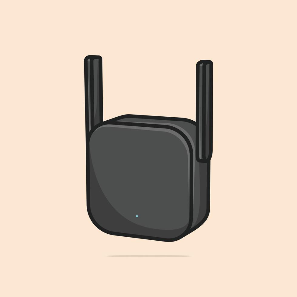 prolongateur de portée wi-fi noir avec de petites antennes branchées sur une prise électrique. illustration vectorielle vecteur