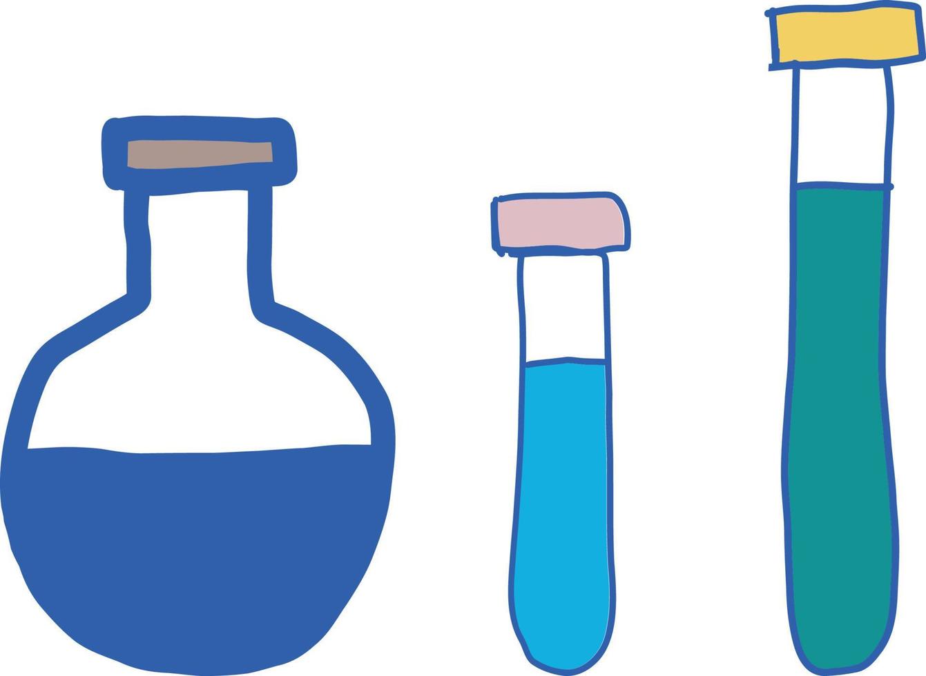 un ensemble de flacons pour des expériences de chimie. vecteur