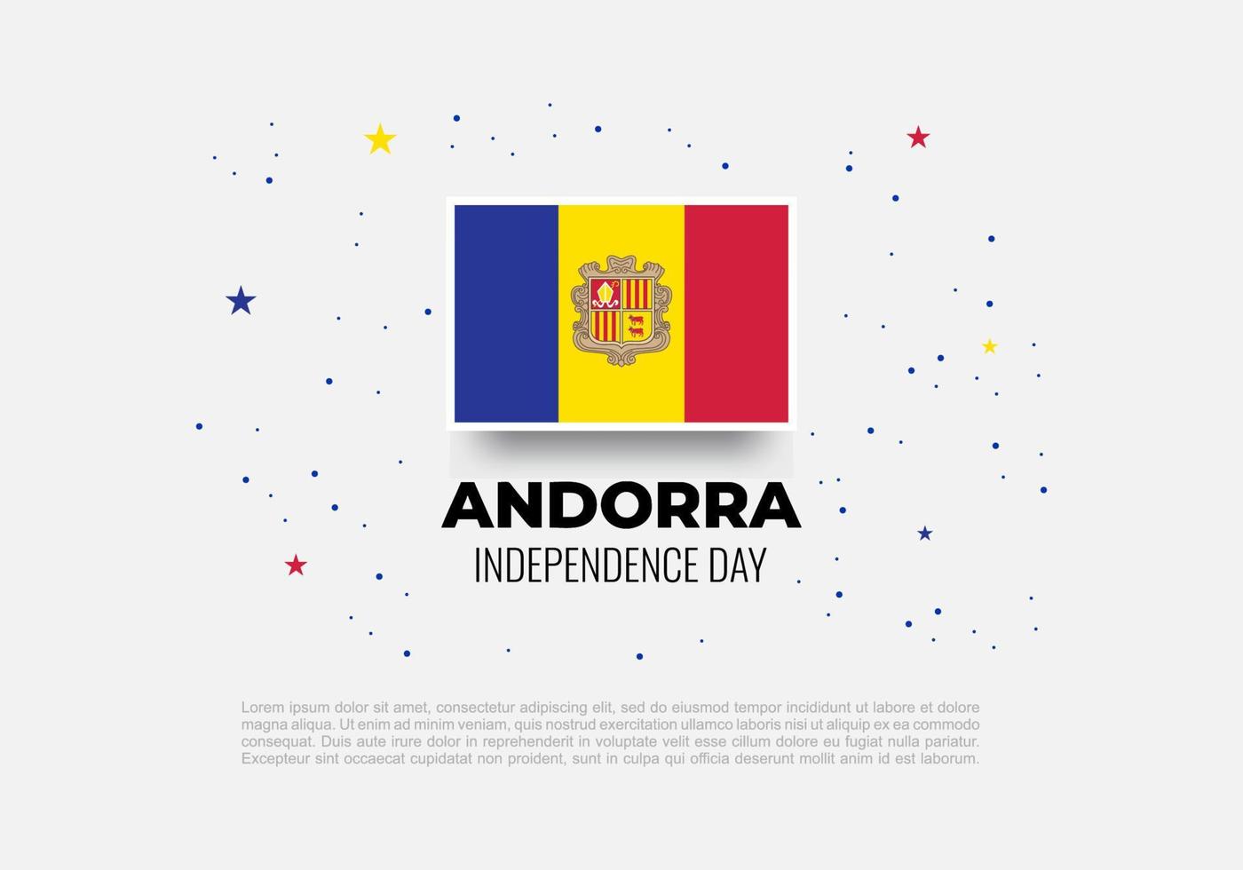 affiche de bannière de la fête de l'indépendance d'andorre isolée sur fond blanc. vecteur