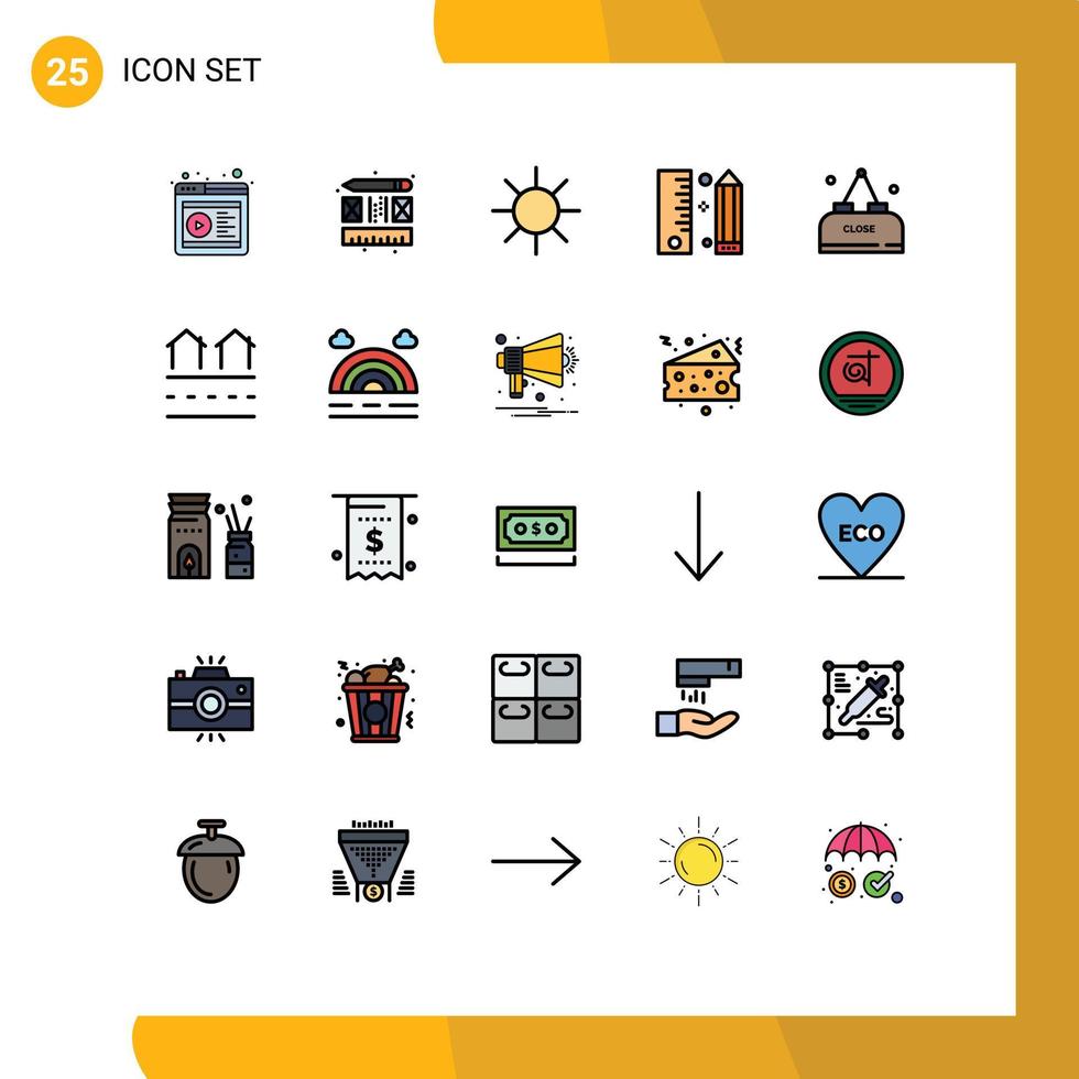 25 interface utilisateur ligne remplie pack de couleurs plates de signes et symboles modernes de repas boisson logo programmation développement éléments de conception vectoriels modifiables vecteur