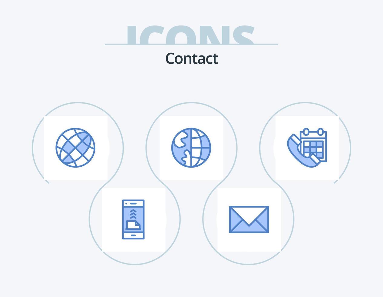 contacter le pack d'icônes bleues 5 conception d'icônes. téléphoner à. passoire. e-mail. globe. Nous contacter vecteur