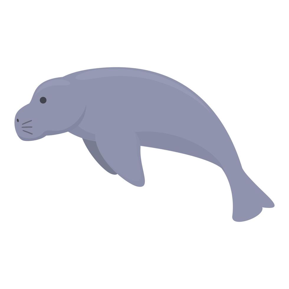 vecteur de dessin animé drôle d'icône de dugong. mammifère marin