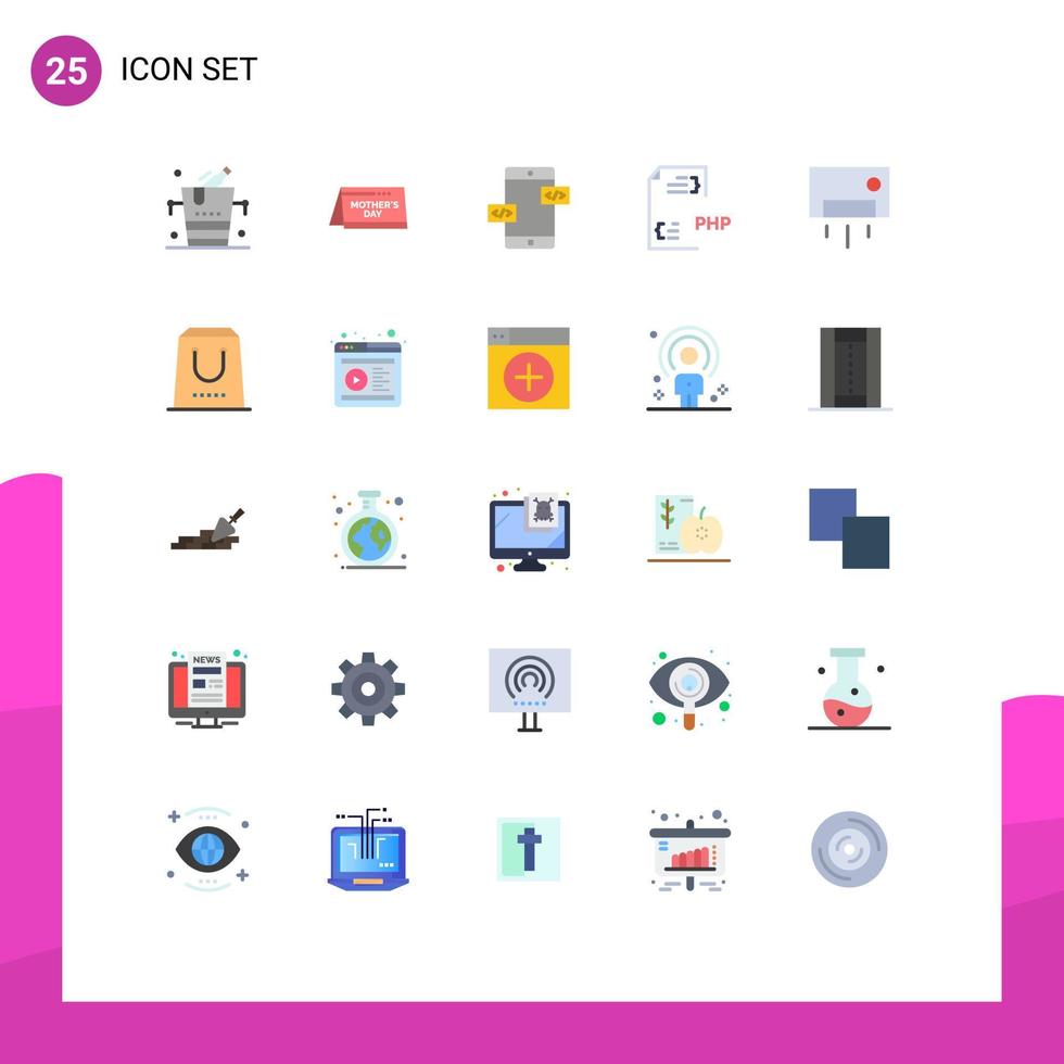 25 icônes créatives signes et symboles modernes du développement d'applications de document ac développement codage éléments de conception vectoriels modifiables vecteur