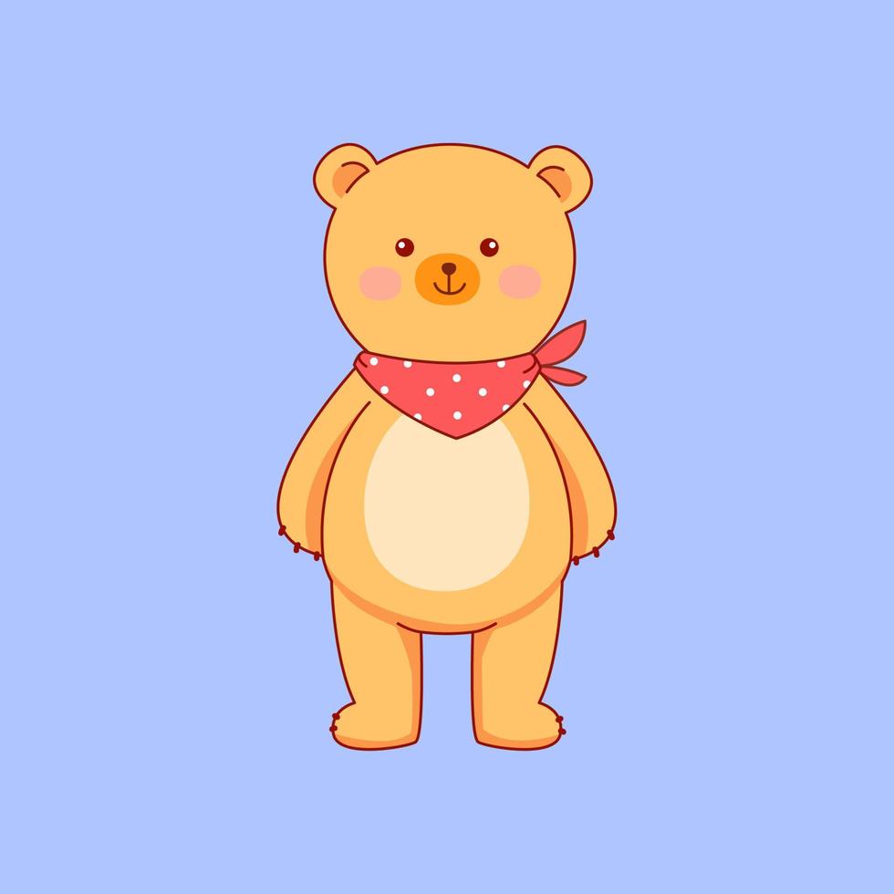 mignon bébé ours avec un bavoir. personnage de dessin animé. bébé animal. art vectoriel mignon.