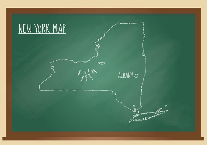 New York Map Chalk Black Board Free vector