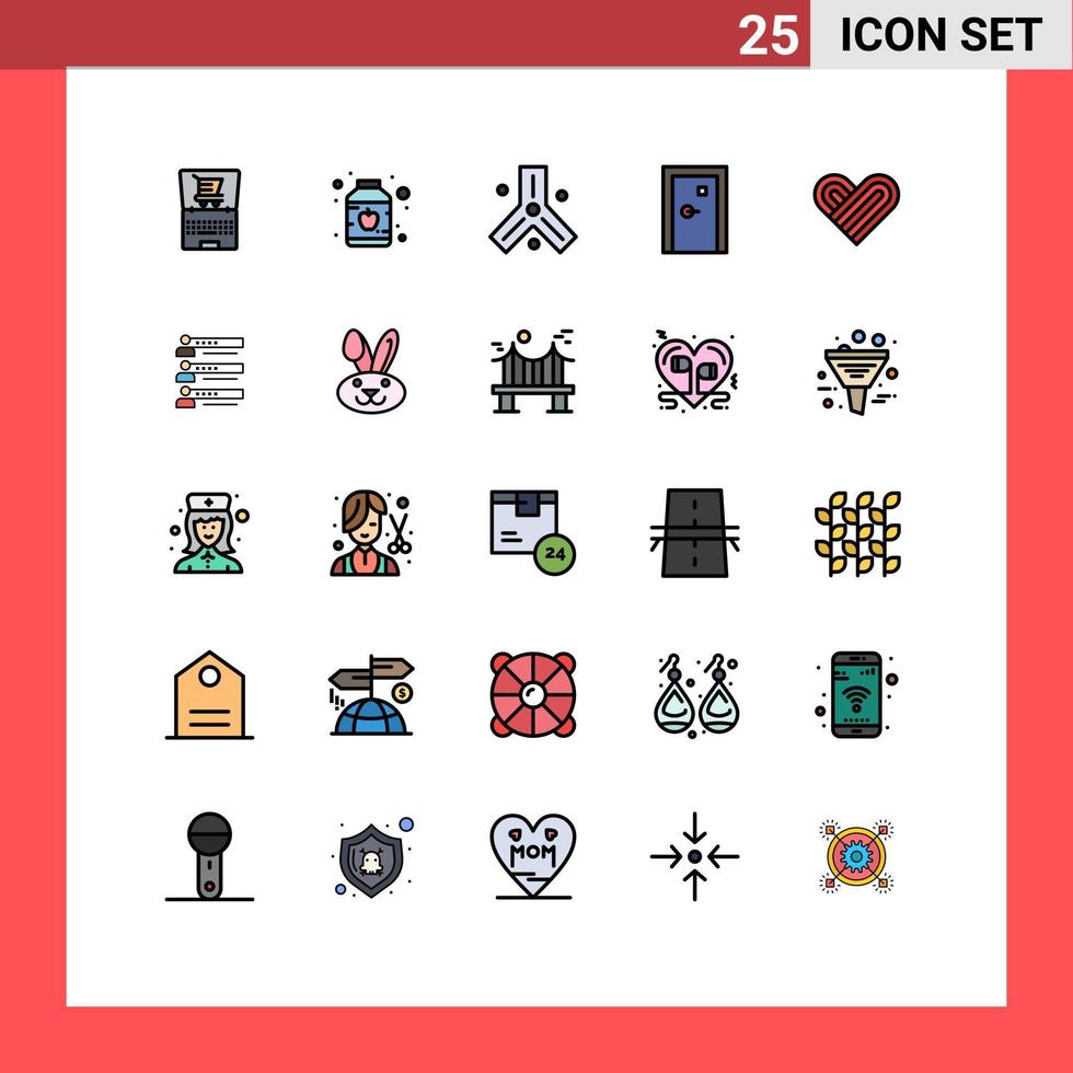 pack d'icônes vectorielles stock de 25 signes et symboles de ligne pour les cellules remplies d'amour quitter les bâtiments éléments de conception vectoriels modifiables vecteur