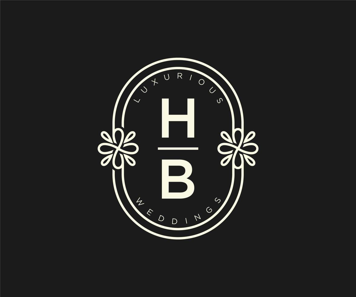 modèle de logos de monogramme de mariage lettre initiales hb, modèles minimalistes et floraux modernes dessinés à la main pour cartes d'invitation, réservez la date, identité élégante. vecteur