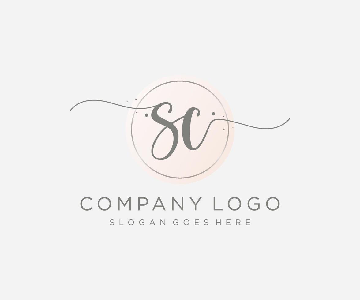 logo féminin sc initial. utilisable pour les logos nature, salon, spa, cosmétique et beauté. élément de modèle de conception de logo vectoriel plat.