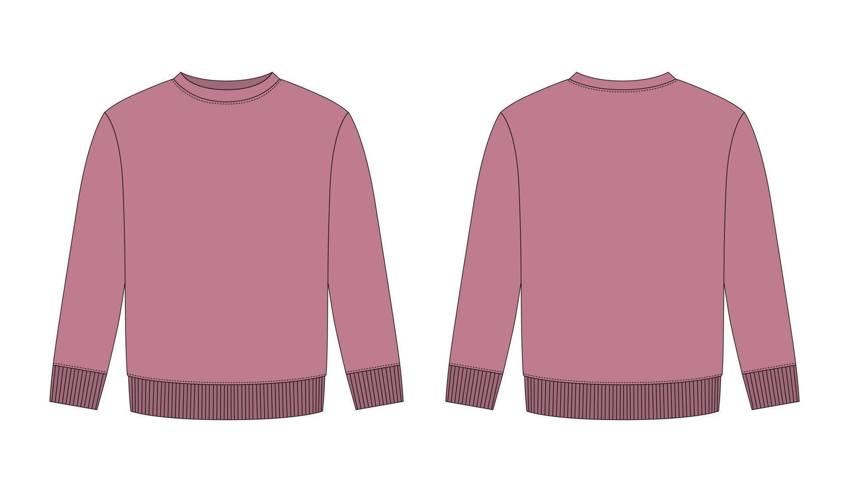 croquis technique de sweat-shirt vierge pour enfants. couleur pudra. modèle de conception de pull pour enfants vecteur