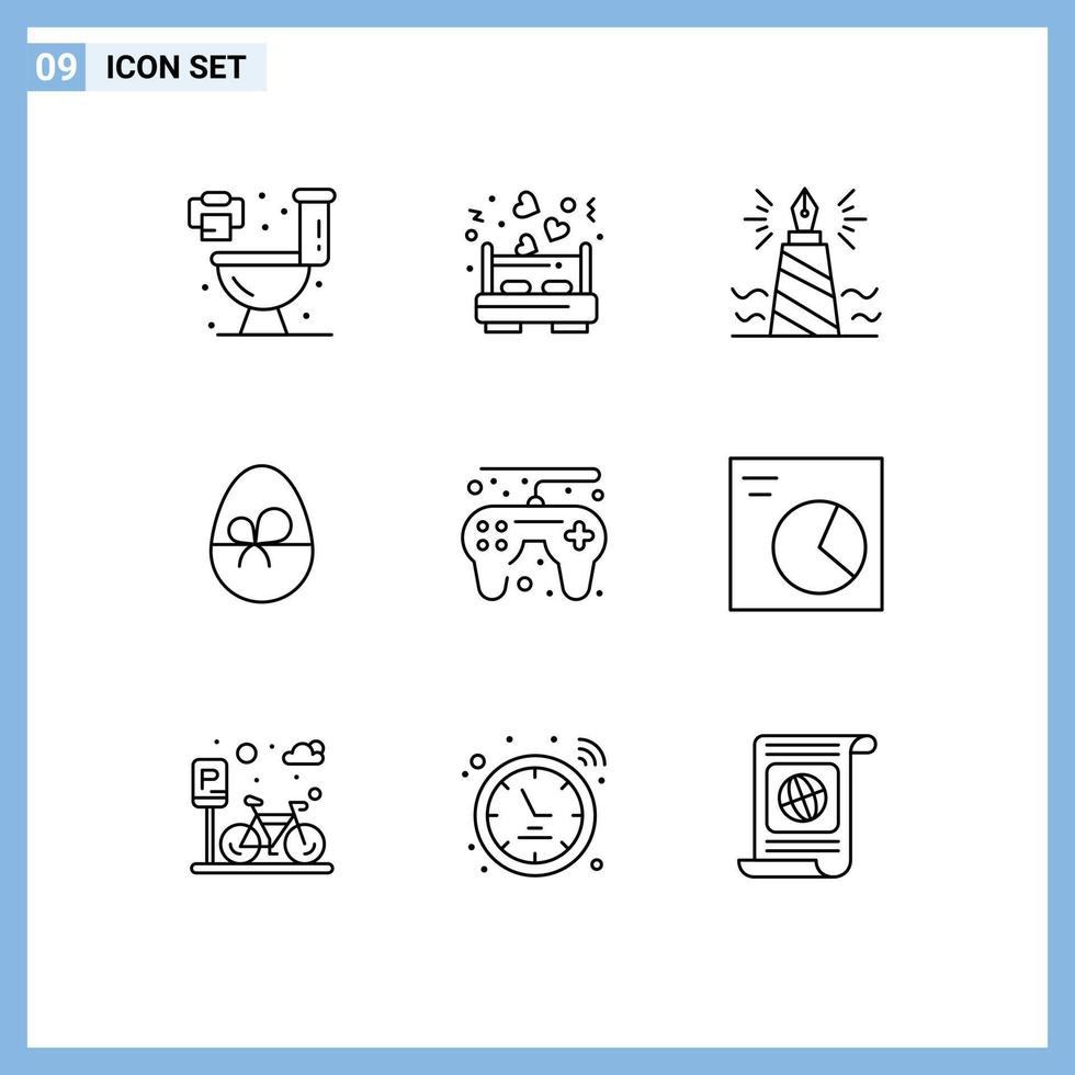9 icônes créatives signes et symboles modernes de la nature du jeu écrire des éléments de conception vectoriels modifiables d'oeufs de pâques vecteur