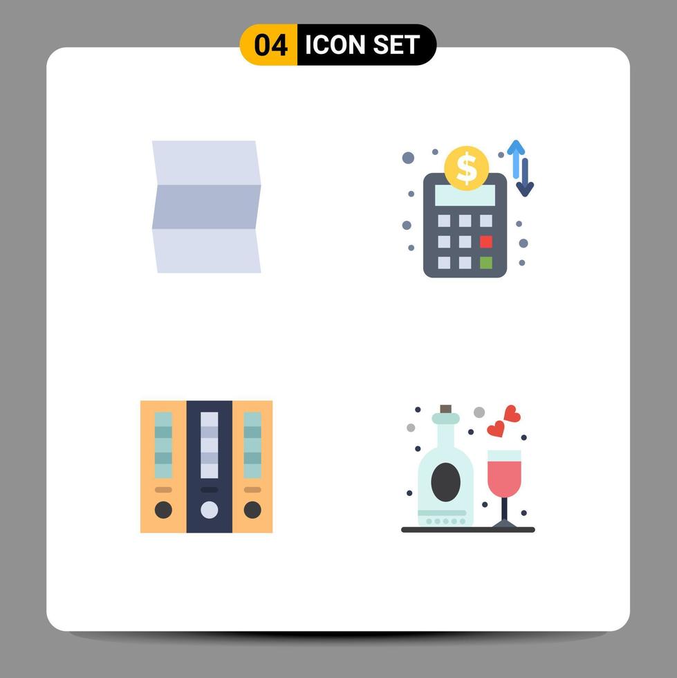 4 icônes créatives signes et symboles modernes de l'emplacement finances comptes plan archives disco éléments de conception vectoriels modifiables vecteur