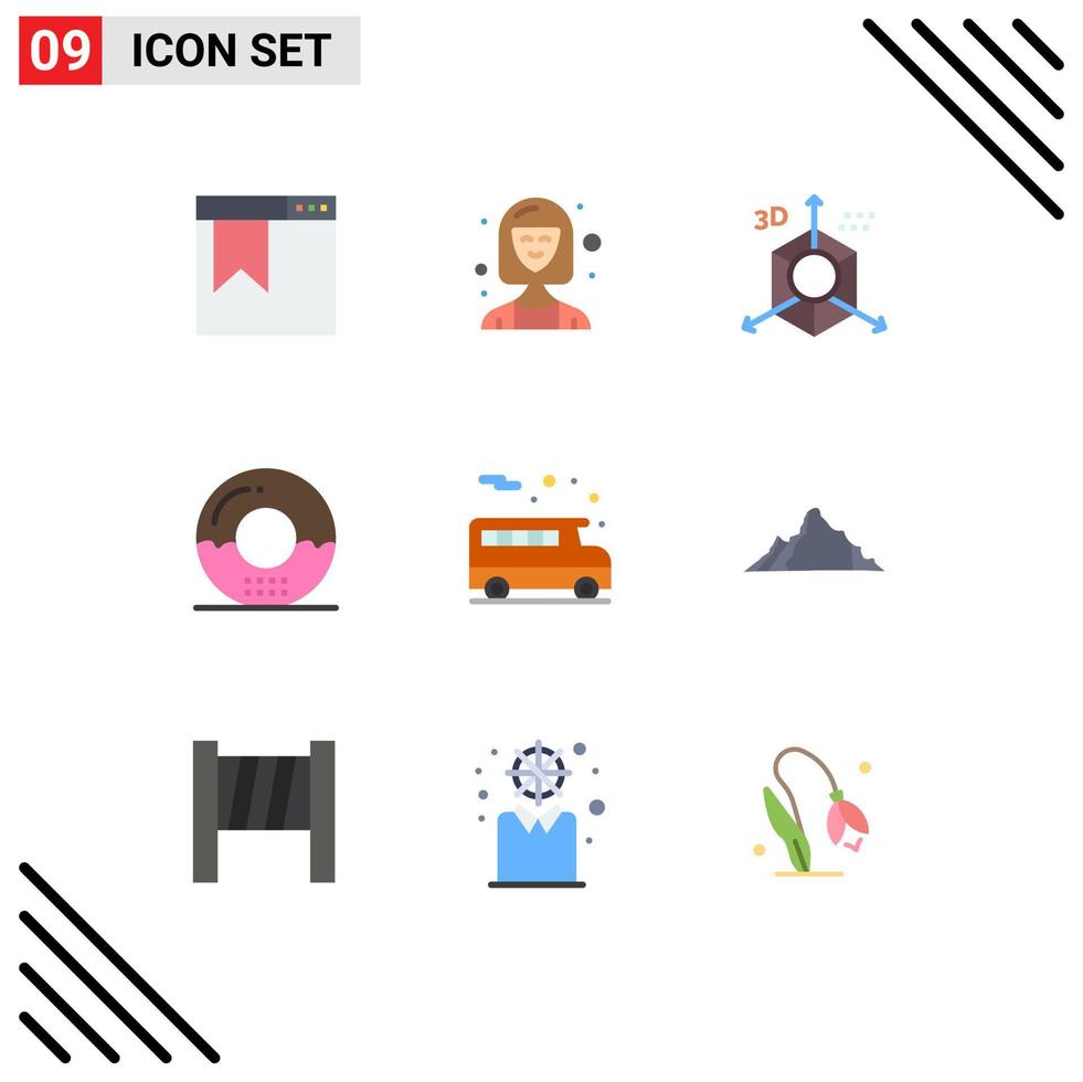 ensemble de 9 symboles d'icônes d'interface utilisateur modernes signes pour le gestionnaire de beignets alimentaires direction de cuisson éléments de conception vectoriels modifiables vecteur