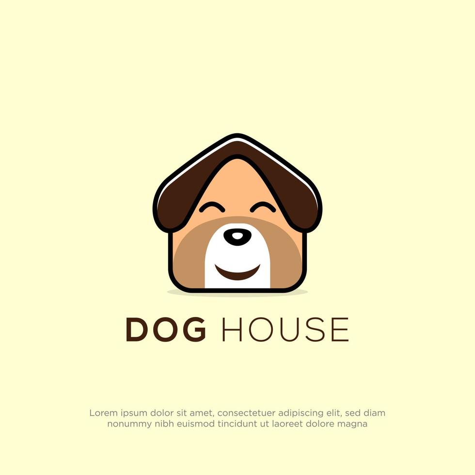 conception de logo de maison de chien mignon, inspiration de logo de dessin animé de tête de chien mignon vecteur
