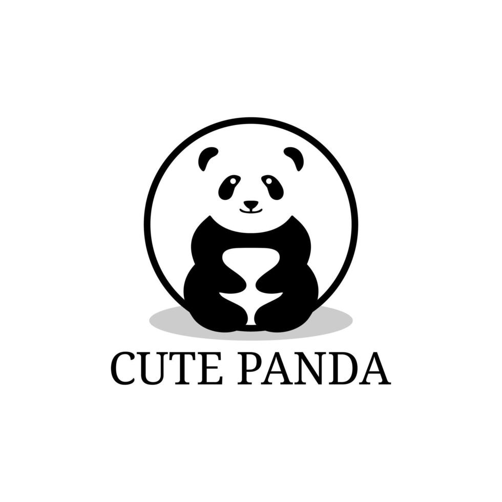 logo de dessin animé de panda mignon conçoit vecteur, illustrations de conception de vecteur de soins aux animaux mignons