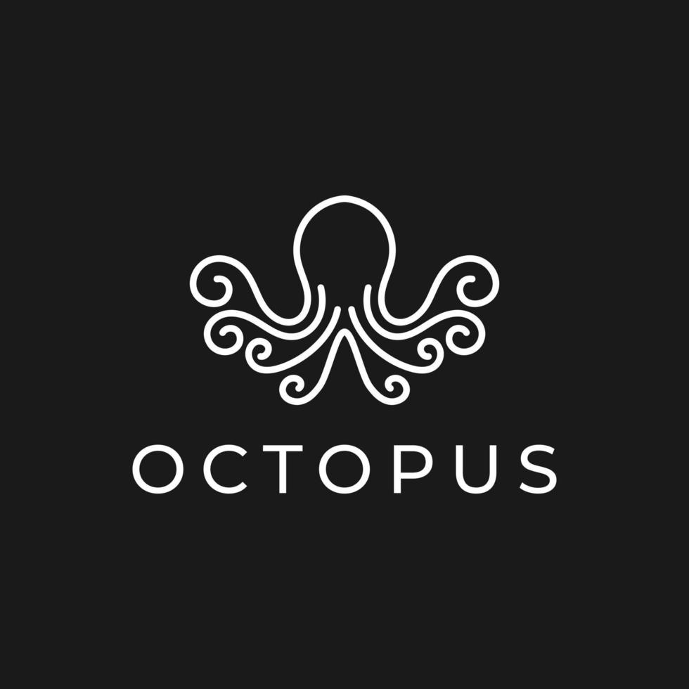 modèle de conception de logo de poulpe avec style d'art en ligne. illustration vectorielle de pieuvre créative vecteur