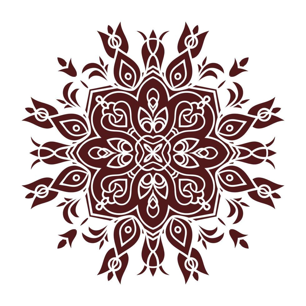 élément de mandala de dessin à la main, silhouette en couleur marsala. style majolique italienne vecteur