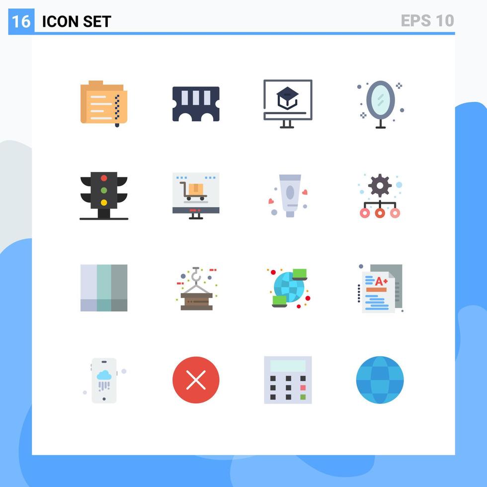 16 concept de couleur plate pour les sites Web mobiles et les applications reflet miroir éducation image scolaire pack modifiable d'éléments de conception de vecteur créatif