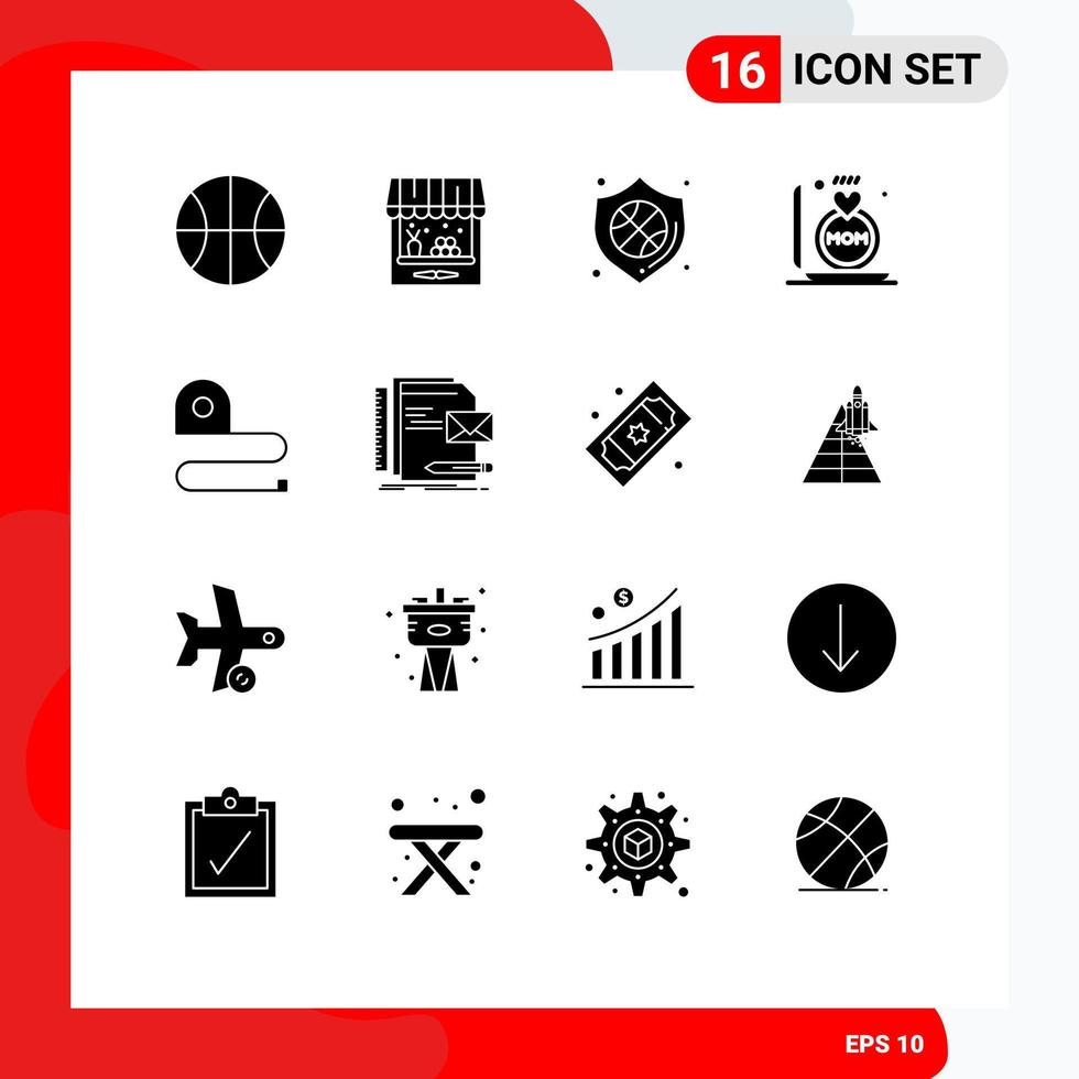 pack d'icônes vectorielles stock de 16 signes et symboles de ligne pour la construction à l'échelle sécurité mère cadeau éléments de conception vectoriels modifiables vecteur