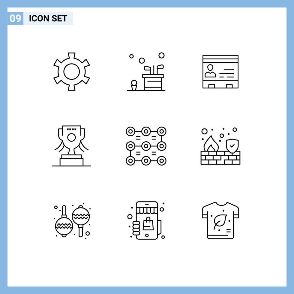 ensemble de 9 symboles d'icônes d'interface utilisateur modernes signes pour l'irlande récompense id téléphone bureau éléments de conception vectoriels modifiables vecteur