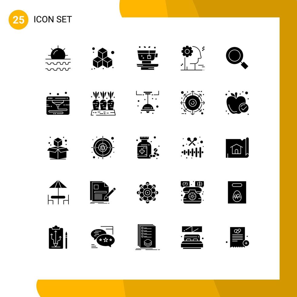 pack d'icônes vectorielles stock de 25 signes et symboles de ligne pour la loupe de recherche nature engrenage général éléments de conception vectoriels modifiables vecteur
