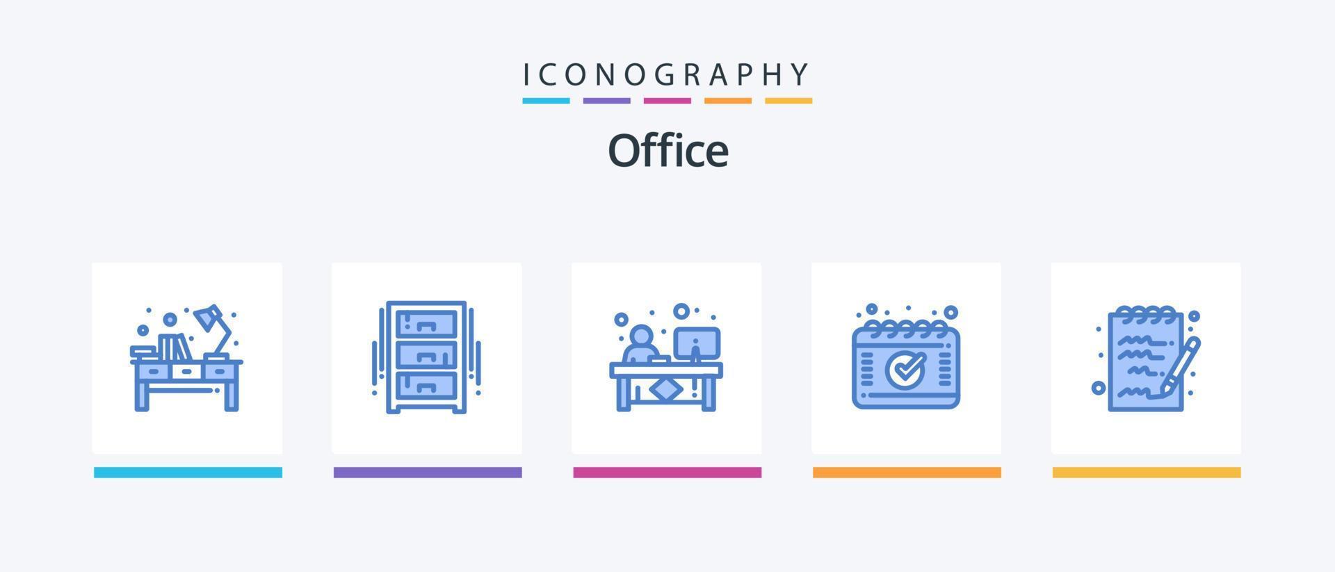 pack d'icônes de bureau bleu 5, y compris le calendrier. rendez-vous. tirage au sort du bureau. ACCUEIL. bureau. conception d'icônes créatives vecteur