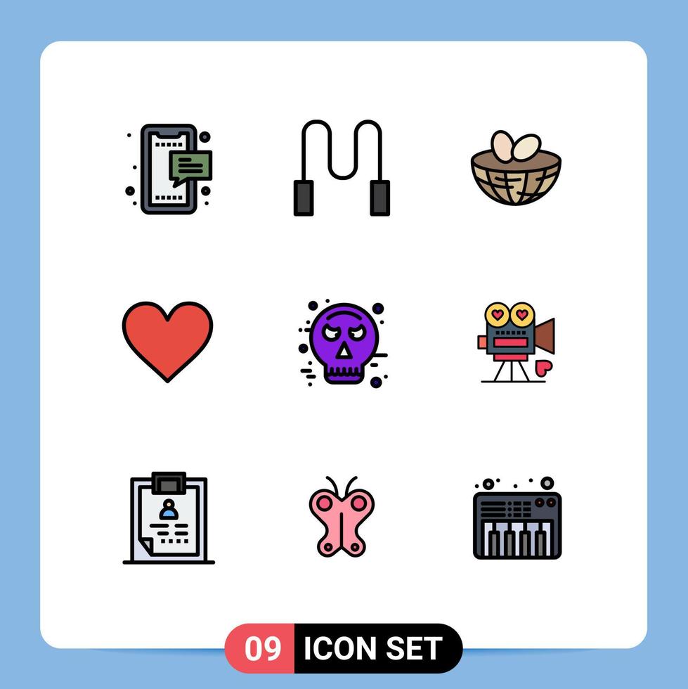ensemble de 9 symboles d'icônes d'interface utilisateur modernes signes pour les oeufs préférés d'avatar comme des éléments de conception vectoriels modifiables de coeur vecteur