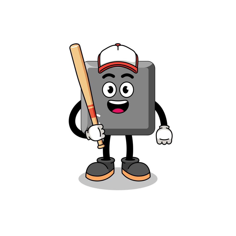 Caricature de mascotte de touche c du clavier en tant que joueur de baseball vecteur