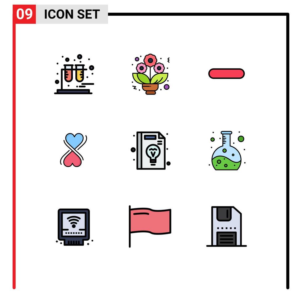 ensemble de 9 symboles d'icônes d'interface utilisateur modernes signes pour la gestion de la chimie moins les éléments de conception vectoriels modifiables de la typographie de l'éducation vecteur
