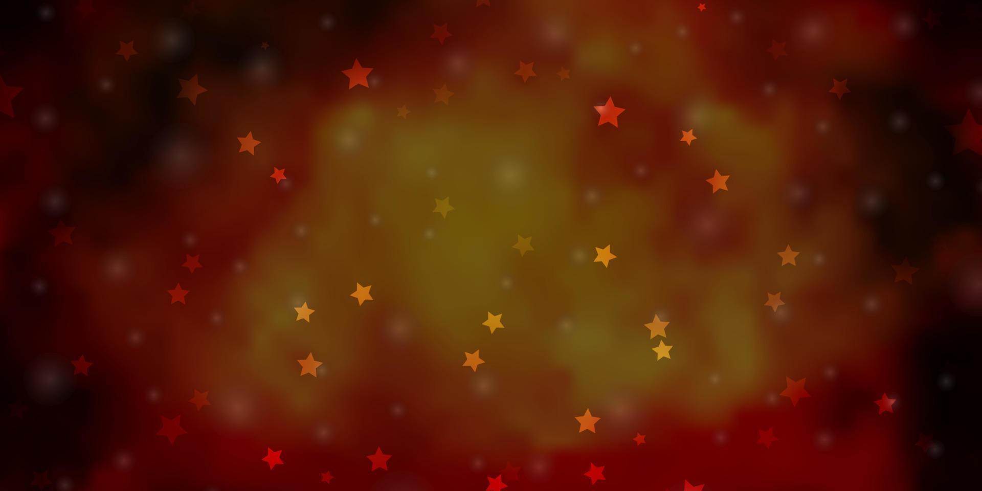 fond de vecteur orange foncé avec de petites et grandes étoiles.
