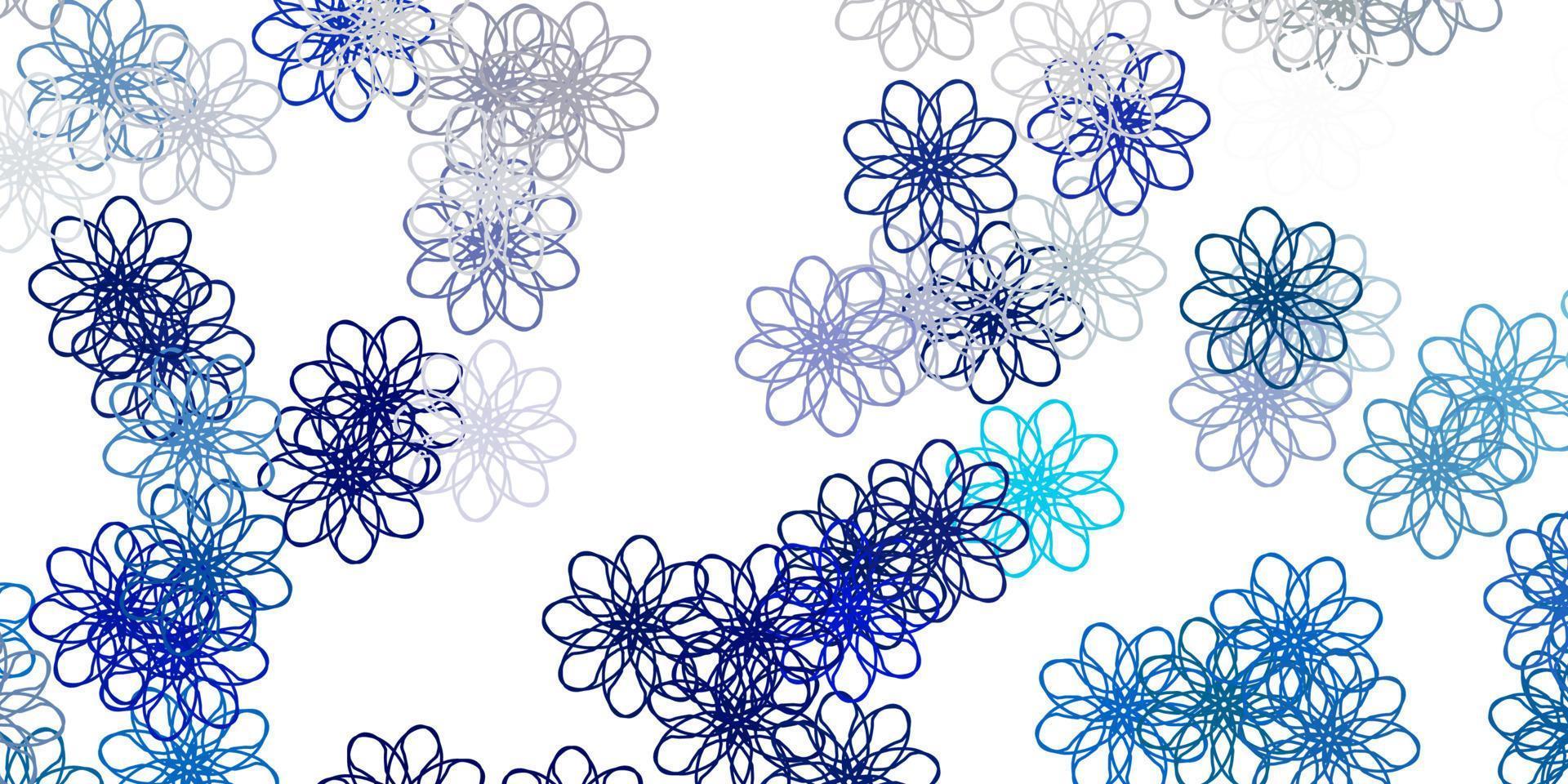 fond de doodle vecteur bleu clair avec des fleurs.