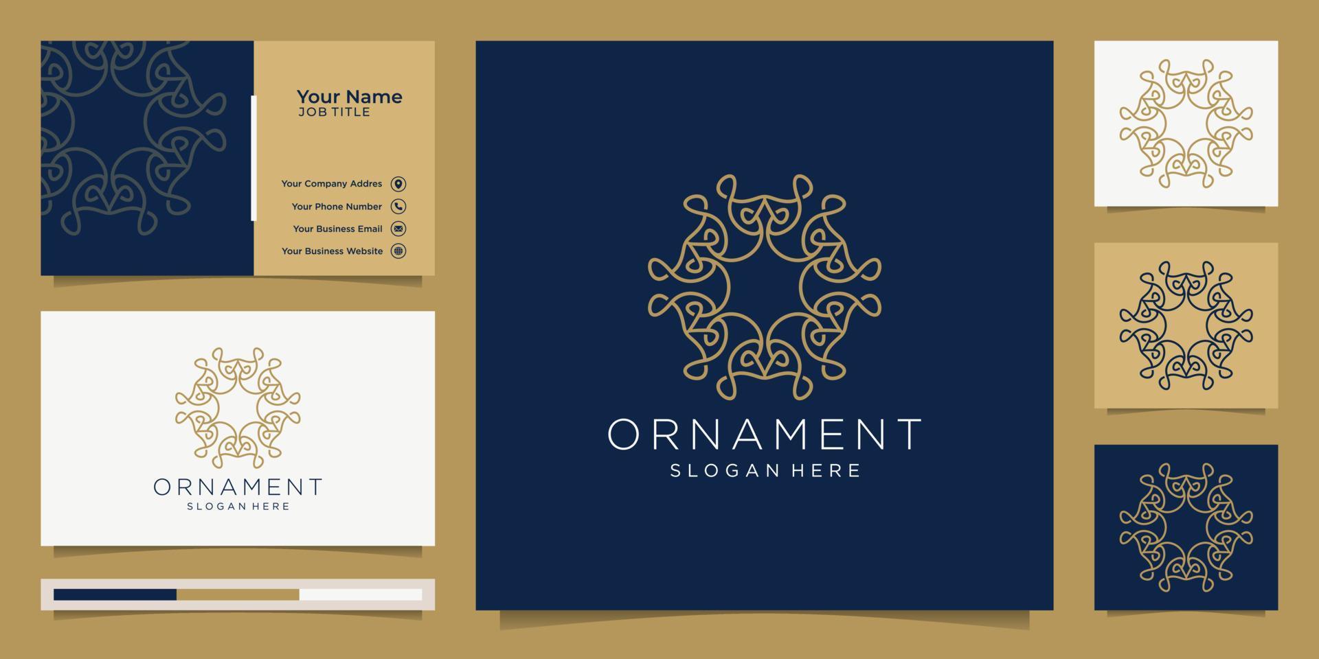 ornement logo ligne art style luxe et carte de visite vecteur premium