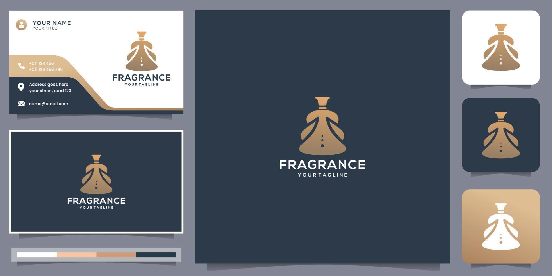 modèle de logo de parfum élégant de luxe, symbole de bouteilles de parfum abstrait inspiration de conception de couleur dorée vecteur