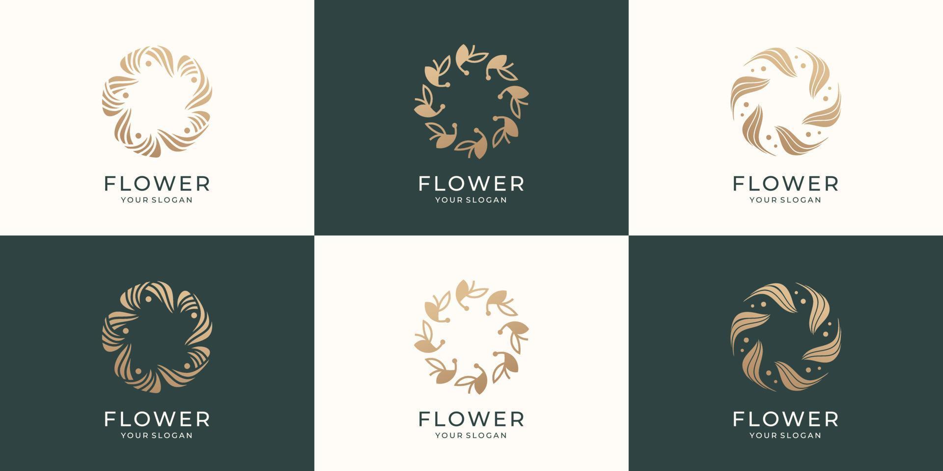 ensemble de modèle de logo fleur rose collection. création de logo de fleur de concept créatif. vecteur premium