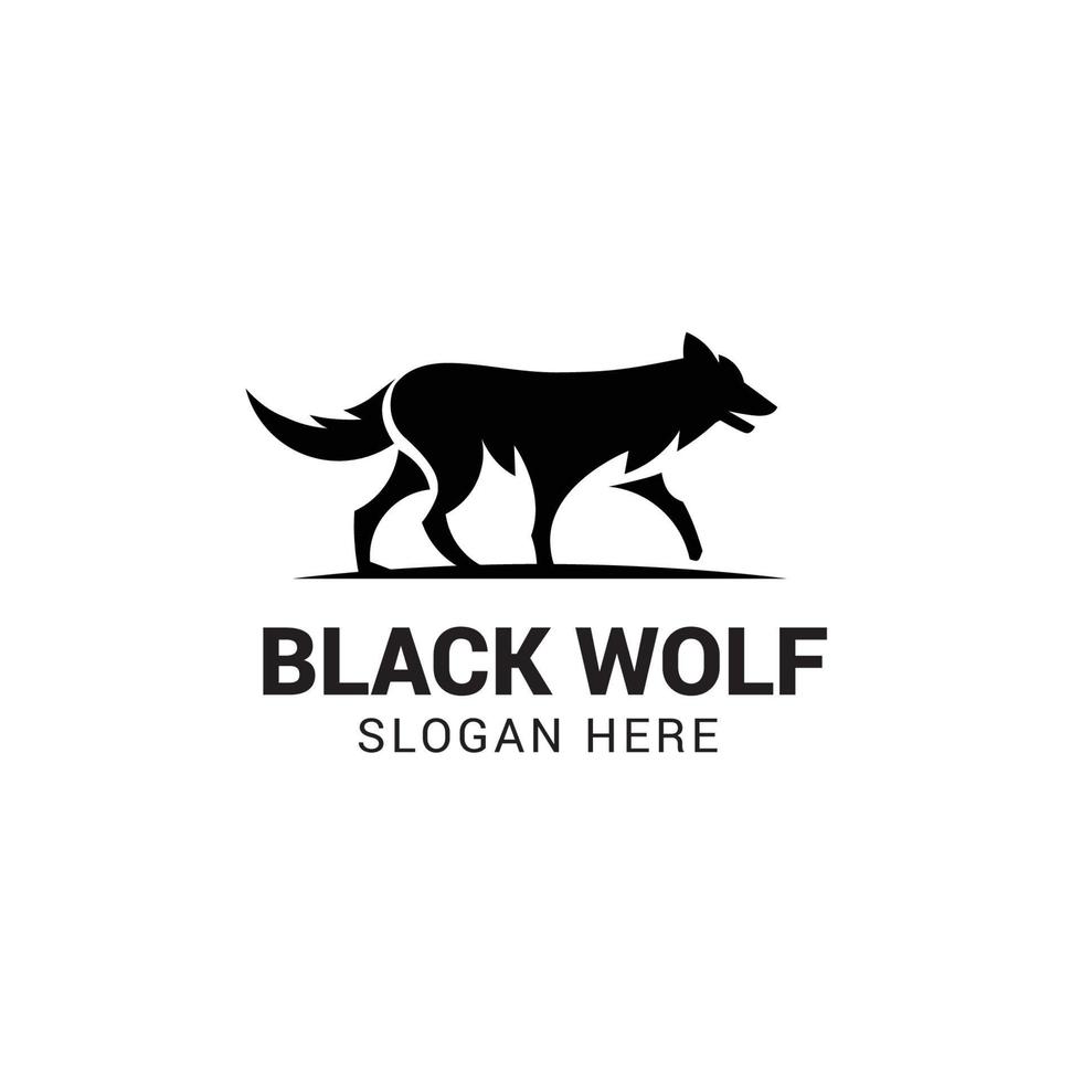 modèle de logo de marche de loup isolé sur fond blanc vecteur