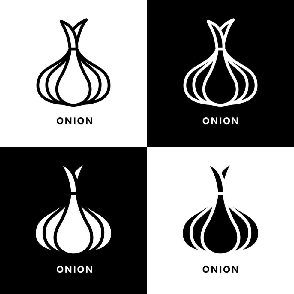 logo d'icône de plante d'oignon et d'ail. vecteur d'illustration de symbole d'épice biologique