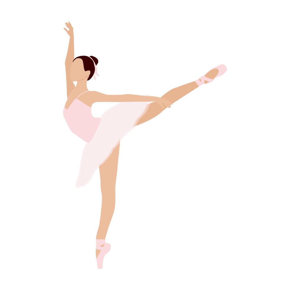 ballerine élégante de vecteur, dansant sur des chaussons de pointe isolés sur fond blanc. femme belle danseuse de théâtre classique en pose arabesque. illustration de l'artiste de ballet vecteur
