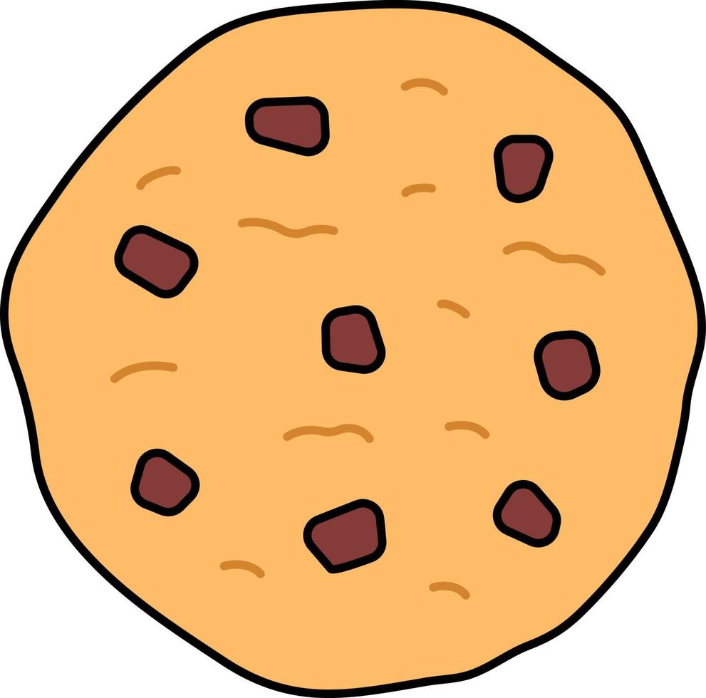 Biscuit aux pépites de chocolat vanille dessert illustration de l'élément icône contour coloré vecteur