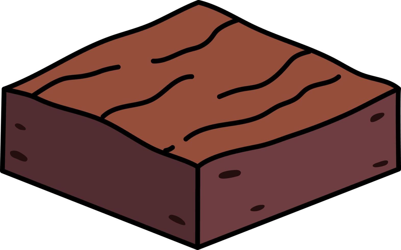 Fudge brownie dessert élément icône illustration couleur contours vecteur