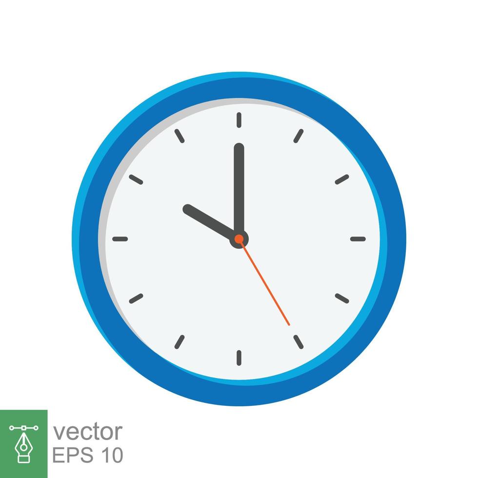 icône plate d'horloge analogique. symbole de gestion du temps, chronomètre avec flèche heure, minute et seconde. illustration vectorielle simple isolée sur fond blanc. ep 10. vecteur
