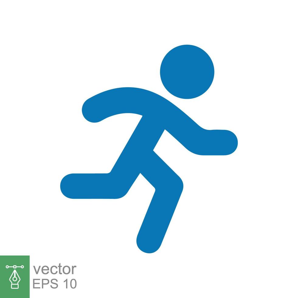 icône de coureur. style solide simple. homme courir vite, course, sprint, symbole de design plat, concept de sport. illustration vectorielle de glyphe isolée sur fond blanc. ep 10. vecteur