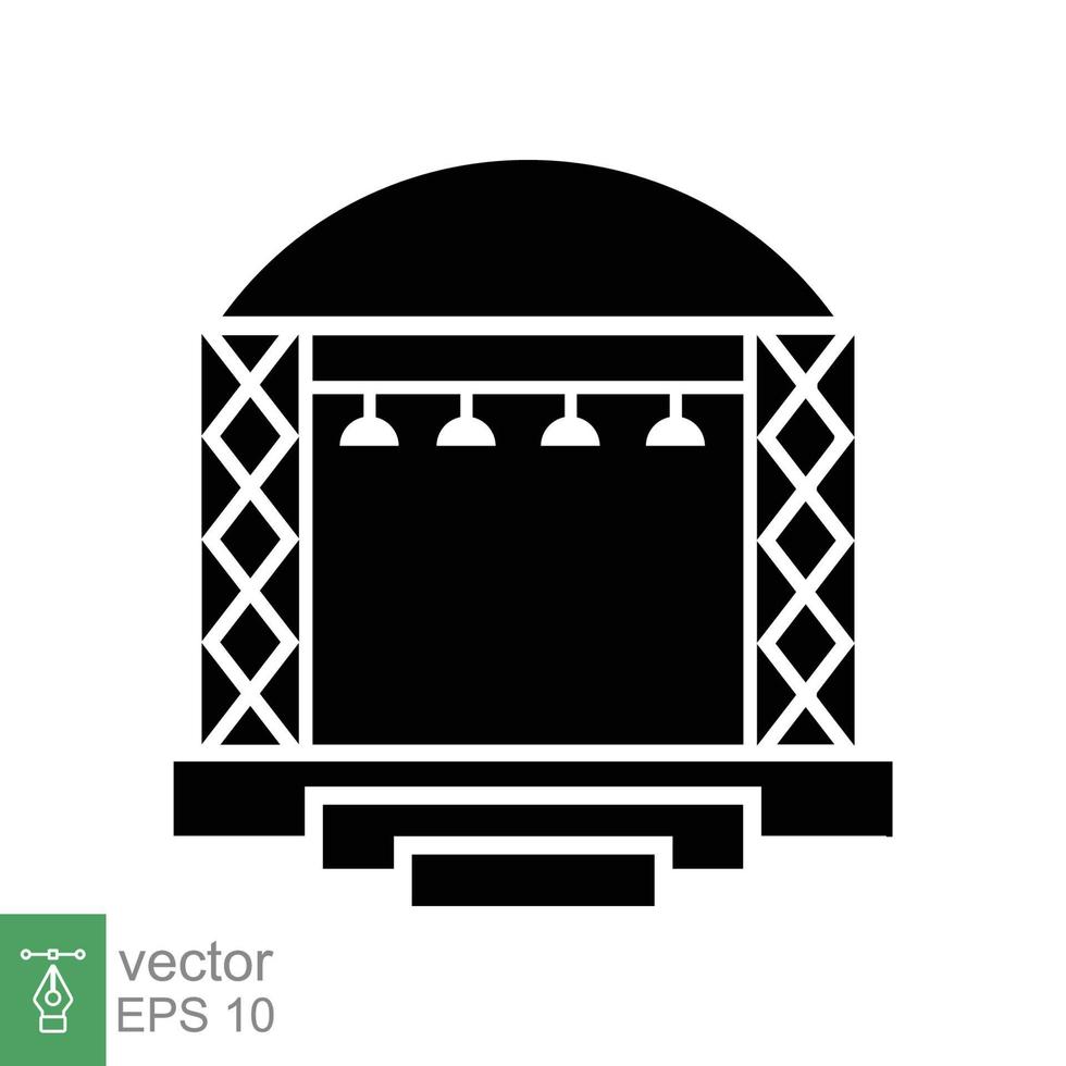 icône de constructions de scène. style solide simple. scène de concert, extérieur, symbole de scène, signe d'équipement d'événement, festival, concept de fête. illustration vectorielle de glyphe isolée sur fond blanc. ep 10. vecteur